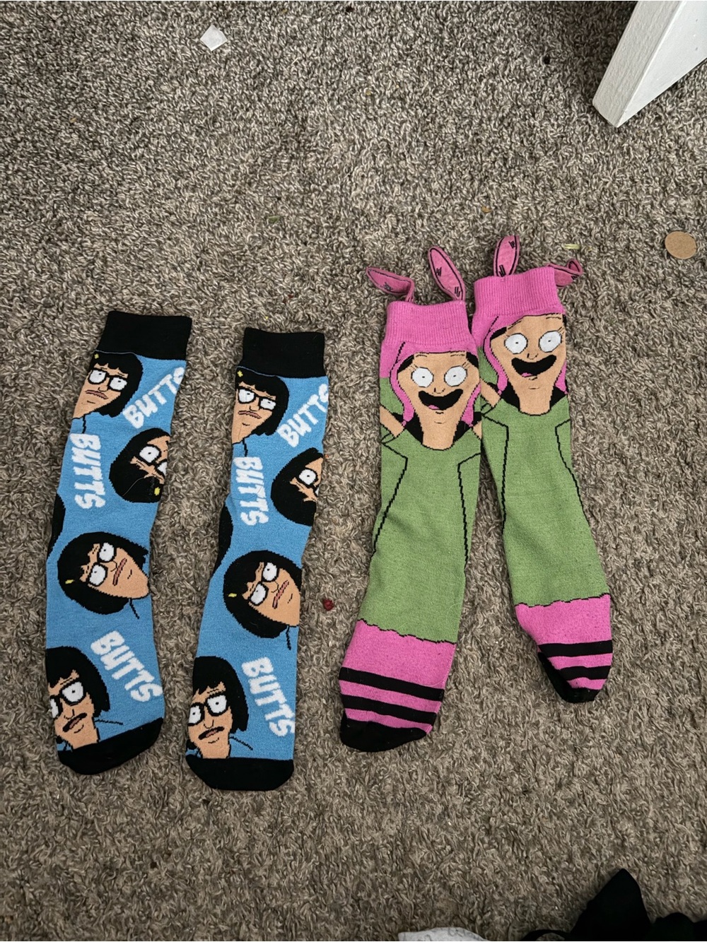 Bobs Burgers!!!! Novelty Graphic Knee-High Socks - Blue & Green (Pair)